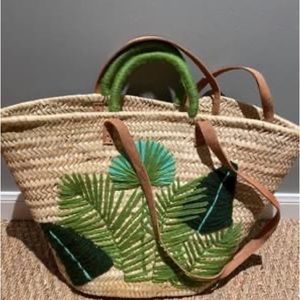 GORGEOUS RAFFIA/LEATHER AND HAND STITCHED TOTE - NEW